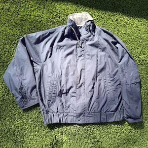 Vintage London Fog Mens Navy Blue Zip Up Jacket Large Classic Casual Outerwear